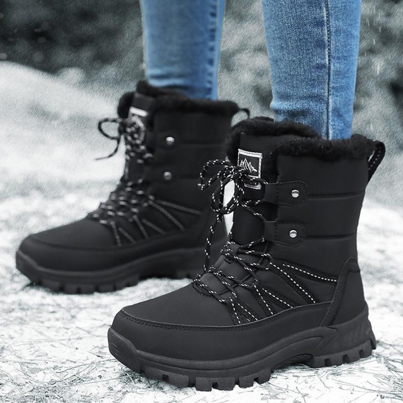 Anti-slip Winter Snow Boots Women Fashion High-top Boots Plush Cotton Shoes Ladies Outdoor Walking Hiking Shoes
