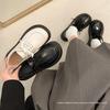 Женские лоферы на платформе из черной кожи в британском стиле - Ретро весенне-осенняя обувь на толстой подошве, добавляющая рост