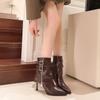 New Double Buckle Ankle Boots Women 2024 High Quality Cozy  Leather Female Party Zip Shoes Thin Heels Pumps Botas Mujer