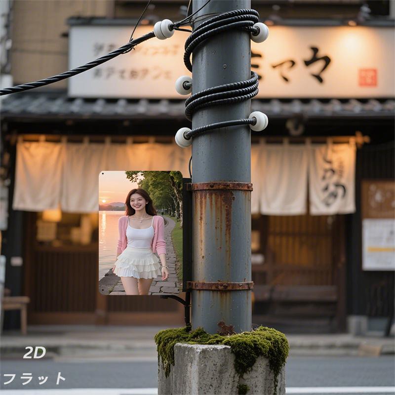 Hisun Tin Sign HD Metal Tin Sign Smiling Asian Girl in Pink Cardigan  White Skirt Sunset Lakeside Portrait Wall Art Decor