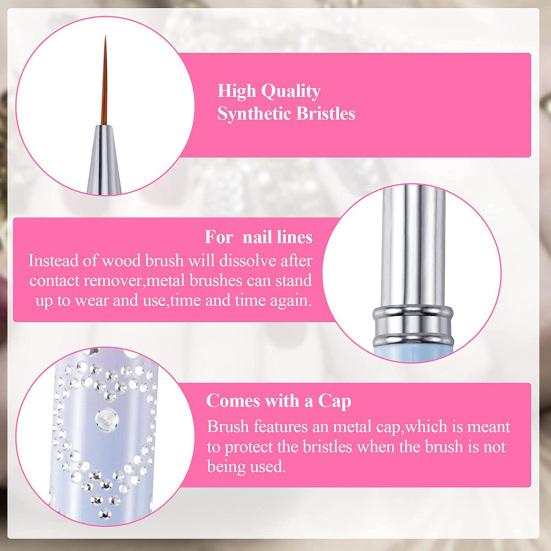 Ручка для дизайна ногтей с нейлоновыми щетинками, удобная эргономичная ручка, яркие цветные линии, пластиковые типсы для ногтей