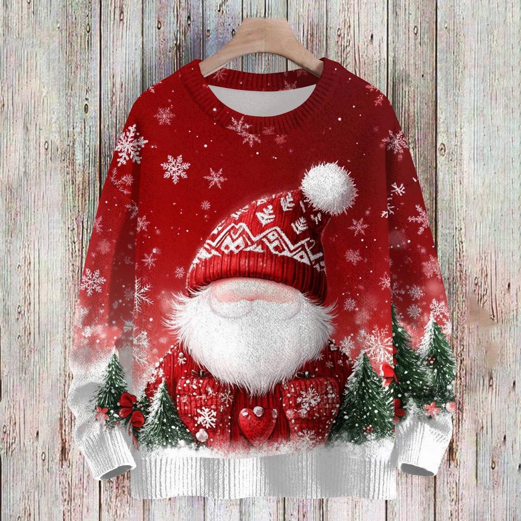 Рождественские толстовки для детей, вязаные свитера для мальчиков и девочек, симпатичные рубашки, осенние свитера с круглым вырезом, топы