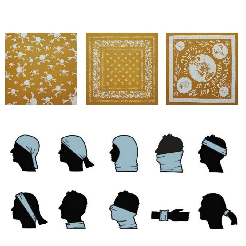 21'' бандана с рисунком черепа для женщин и мужчин, квадратный тюрбан, цветной головной убор