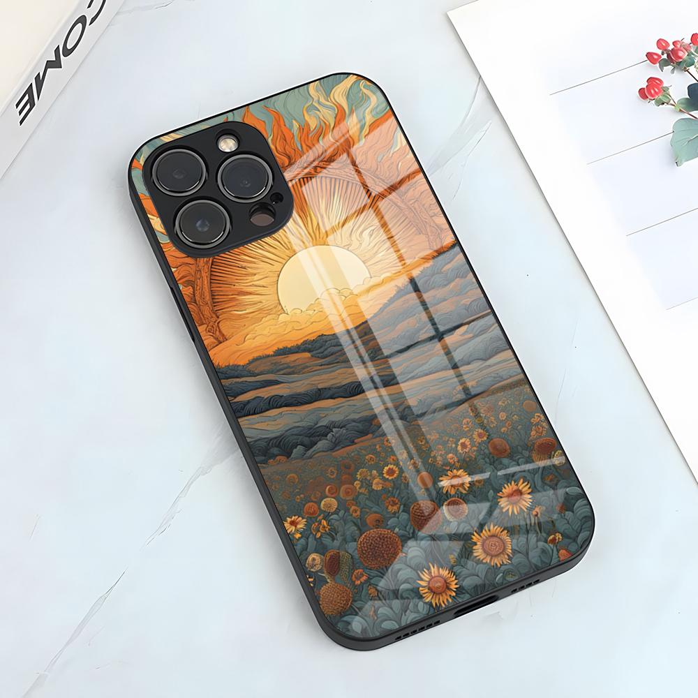 Beautiful Sunflower Phone Case For IPhone 17 Pro Max 15 Pro 16 14 Plus 12 13 Mini 11 Pro Shockproof Glass Cover
