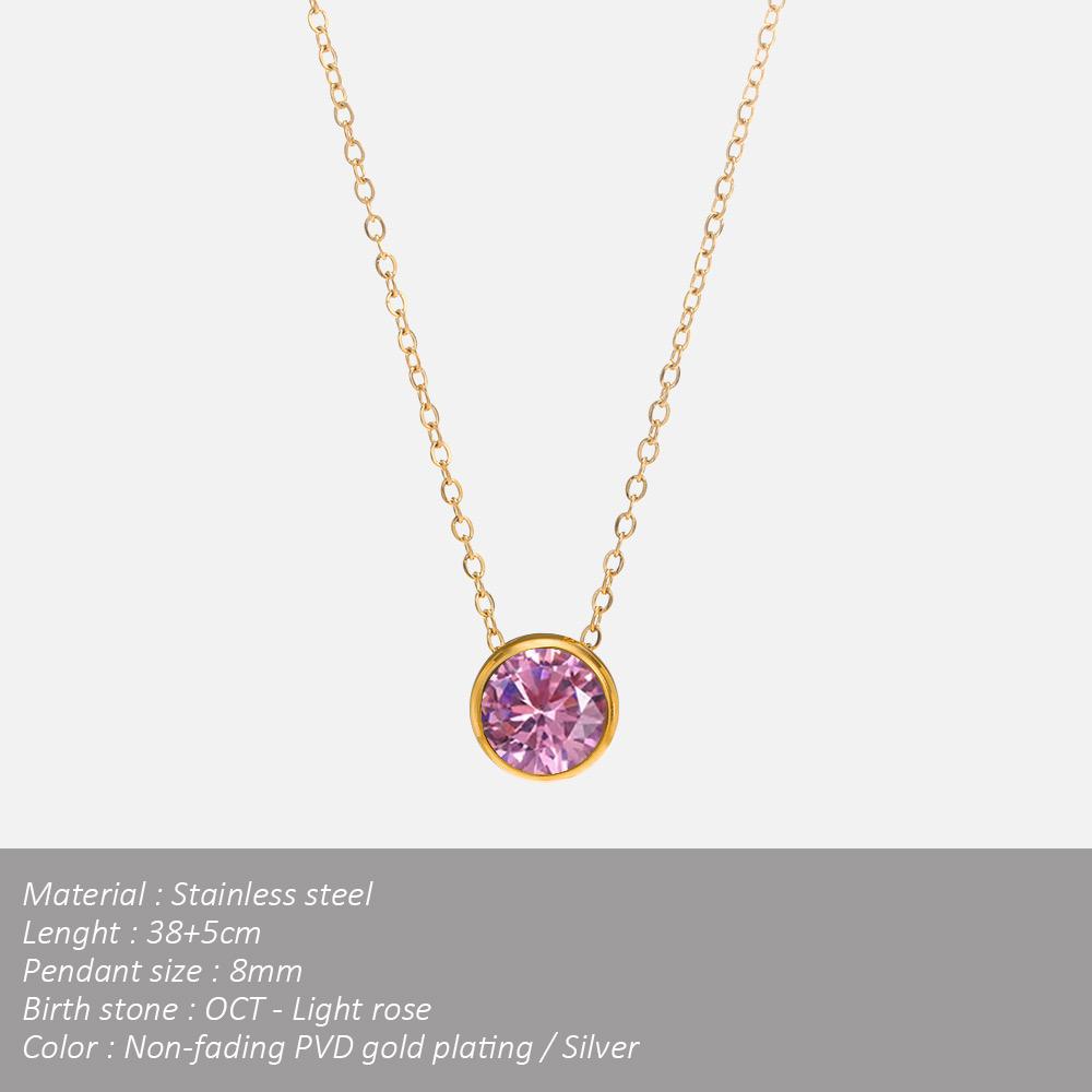 SUNIBI Stainless Steel Birthstone Necklace for Woman Gold Color Bride Designer Pendant Necklaces Birthday Gift Jewelry Wholesale