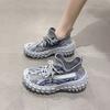 Spring/Autumn New Round Head Thick Sole Increase Shock Absorption Vulcanized Shoes Mesh Surface Breathable Fresh Walking Shoes