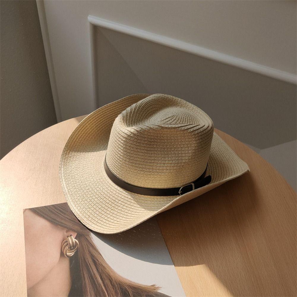 Летняя соломенная шляпа-козырек Складная кепка для защиты от солнца Модная шляпа западного ковбоя Отпуск