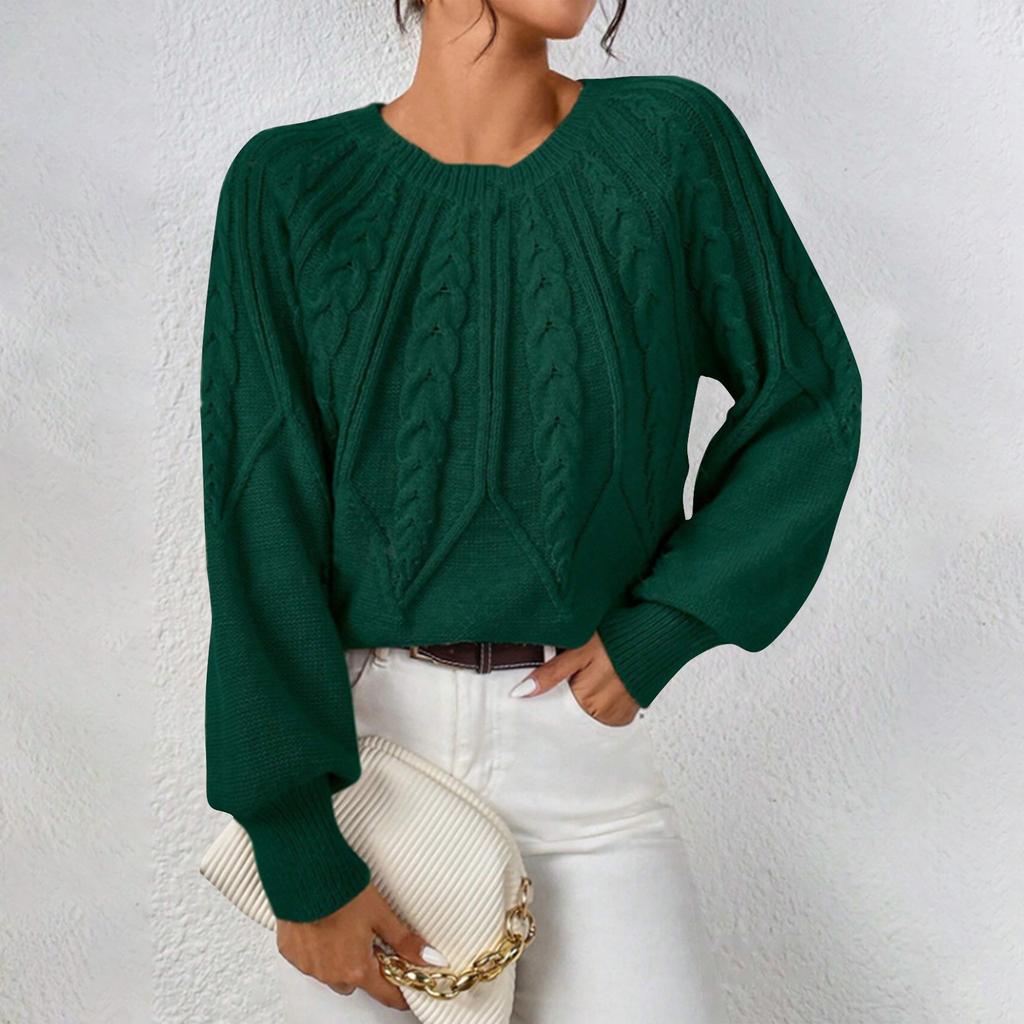 Women's Solid Color Crew-neck Long Sleeve Thread Solid Color Casual Sweater Top