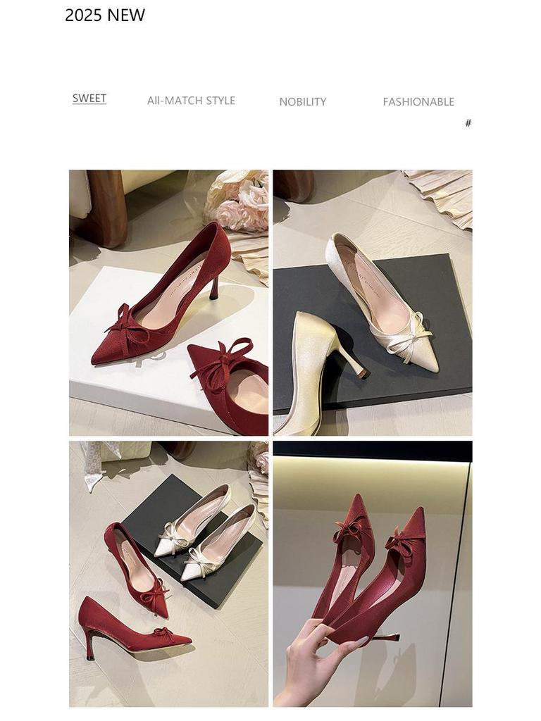 BEIJIANI Silk Xiuhe Bridal High Heels - Comfortable Pointed Toe Wedding Shoes for Women