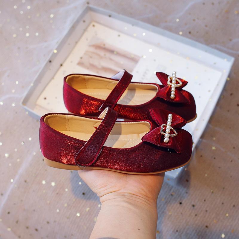 Girls' princess shoes, small leather shoes, new spring model, little girls' dance shoes, baby girl's soft-soled non-slip loafers