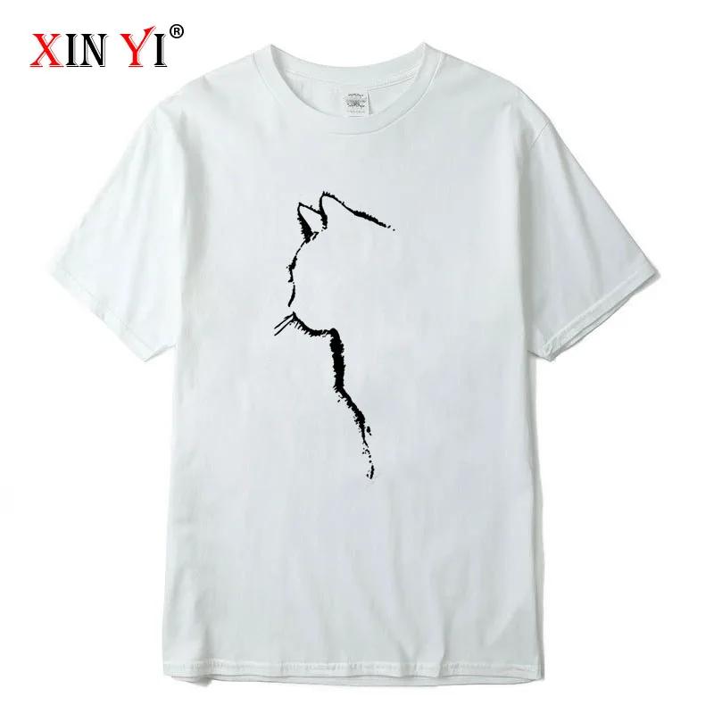 Mens Tshirt Top Quality 100 Cotton Short Sleeve Cool Cat Print Oneck Casual Loose Hip Hop for Men Summer Male Tee Top