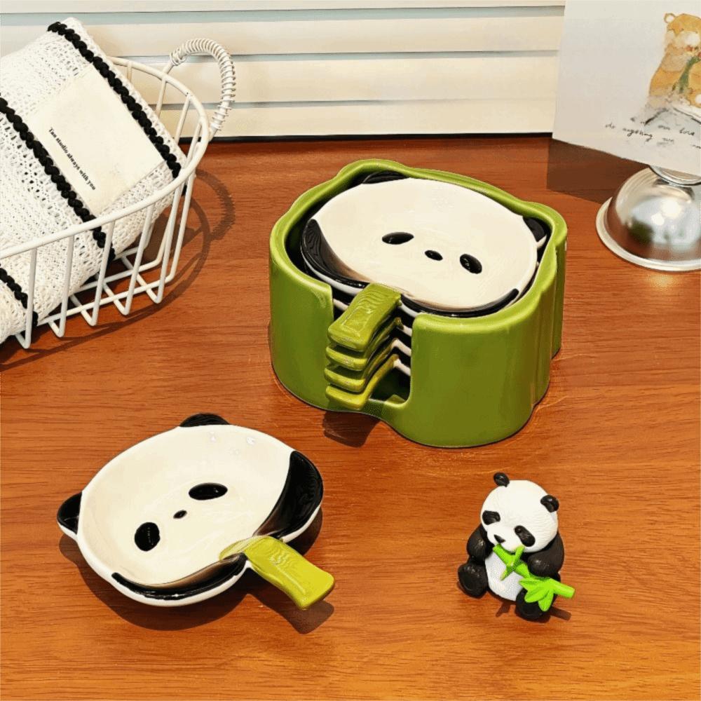 4/6Pcs Stackable Cartoon Panda Snack Dish Creative Ingredients Sauce Plate  Dinnerware Set