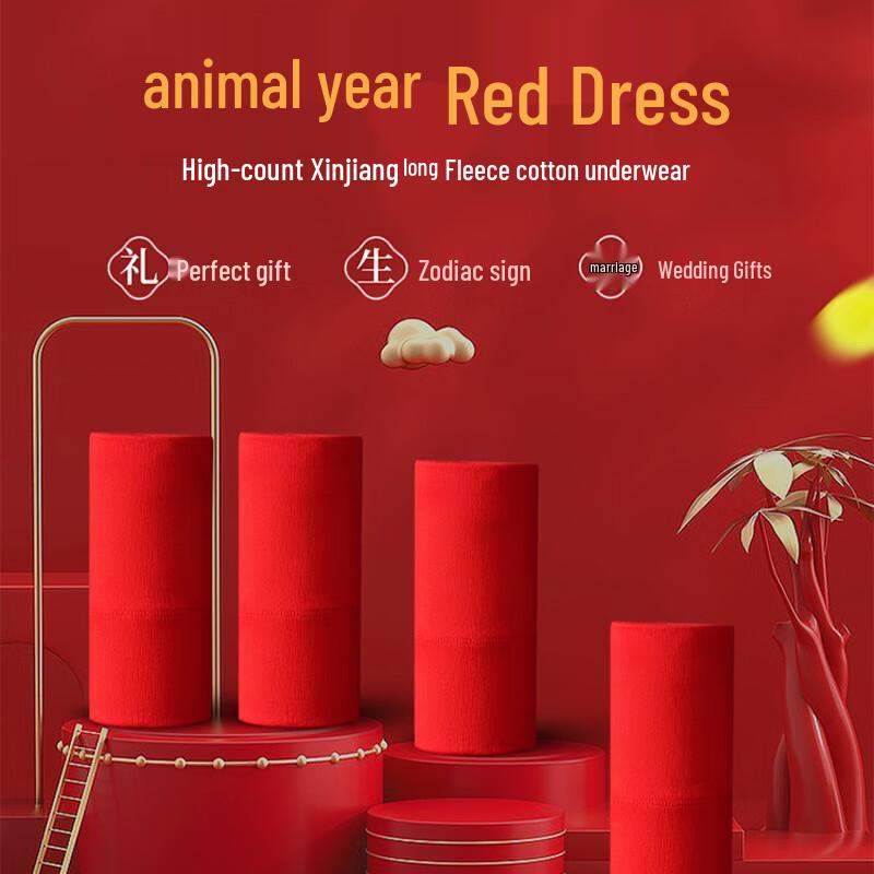 Urban Beauty Women's Lucky Red Antibacterial Mid-High Waist Cotton Briefs 4-Pack