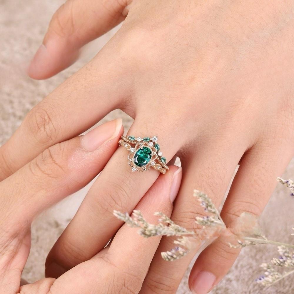 Green Zircon Rings Jewelry Accessories Wedding Rings New Rhinestone Rings  Women
