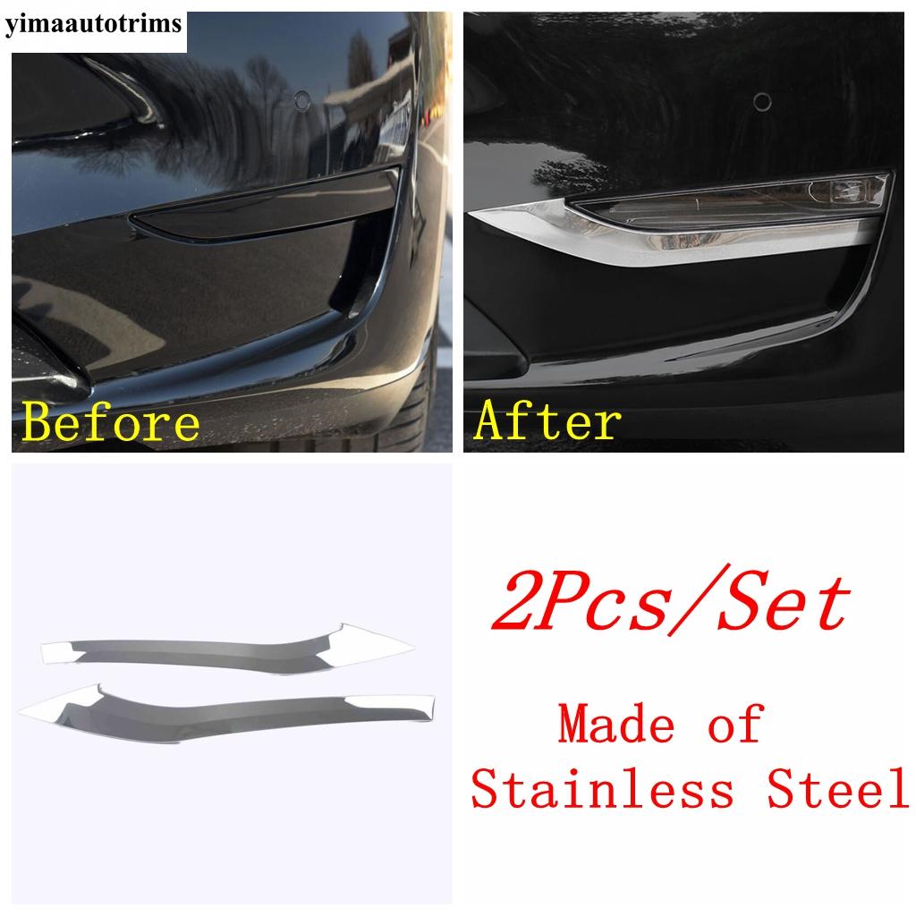 Front Rear Tail Bumper Fog Light Lamp Eyelid Eyebrow Strip Decor Cover Trim For Tesla Model Y - 2024 Accessories Exterior