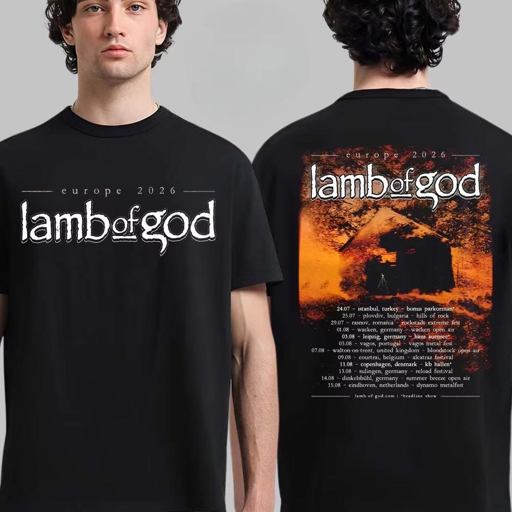 Lamb Of God North America 2026 Tour Graphic Tee Featuring Cabin Art Heavy Metal Streetwear Casual Unisex Top