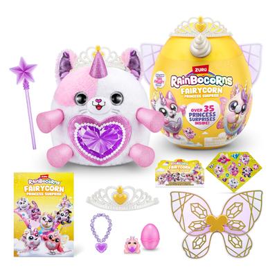 Rainbocorns Fairycorn Princess Серия 6 Котенок - Коллекционная мягкая игрушка - Сюрпризы Волшебной Феи-Принцессы, Мягкая плюшевая игрушка для обнимания, Наклейки, (