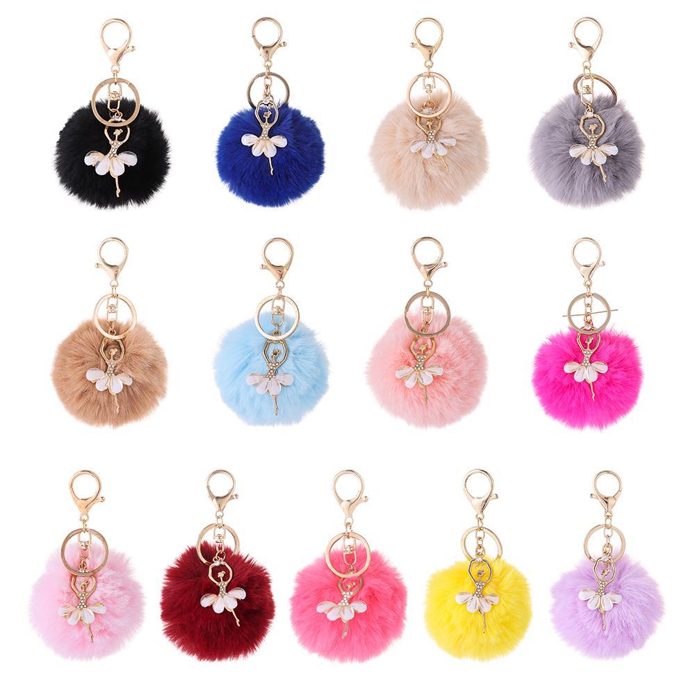 Fur Handbag Accessories Fluffy Key Buckle Car Pendant Ballet Dancing Girl Keyring Angel Keychain