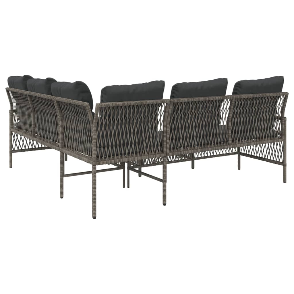 2 Piece Garden Sofa Set with Cushions Poly Rattan Grey