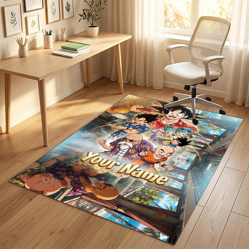 Personalized Crystal Velvet Carpet,Dragon Ball Custom Printed Name, Plush Area Rug For Home Indoor Decor