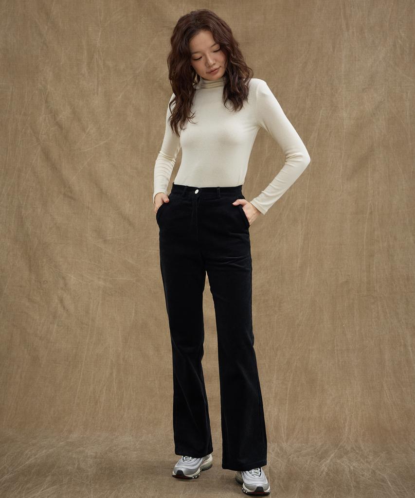 MANAVIS7 Corduroy Bootcut Pants [Black]