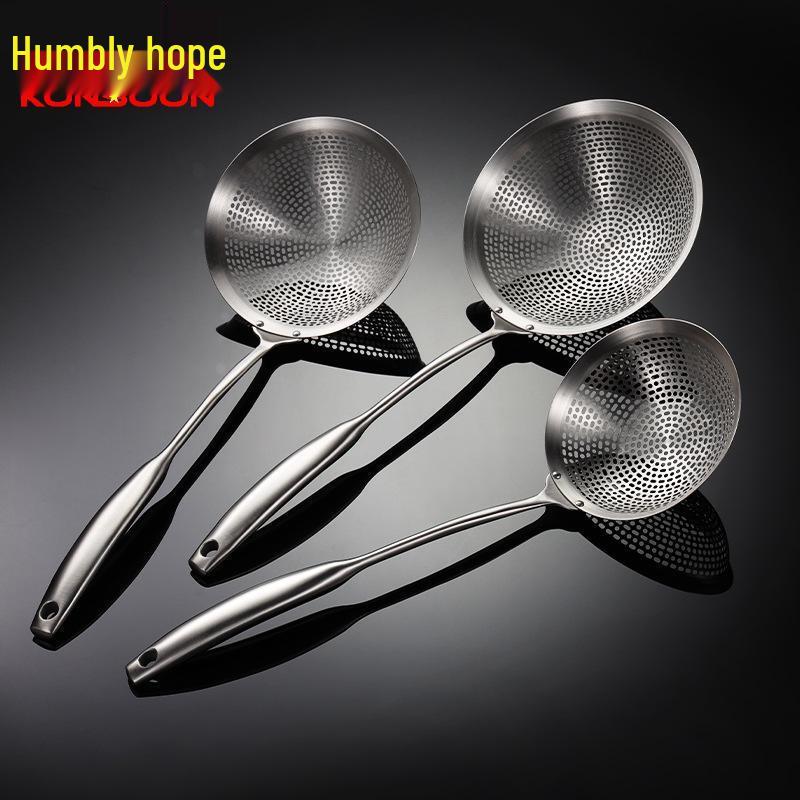 Qianxing 304 Stainless Steel Oval Hole Skimmer Spoons, 14cm, 5-Pack