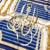 [Б/У] Отличное состояние HERMES Платок-каре 90 Карета для верховой езды Модный аксессуар r2282 Шарф, 100% шелк, В полоску, С рисунком, Женский, Синий,