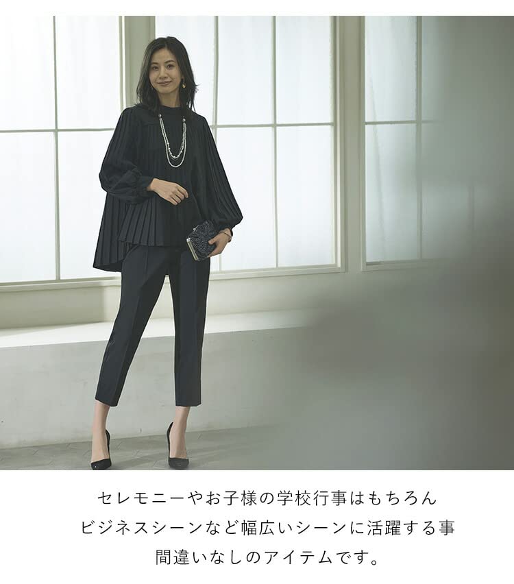 Louet плиссированные расклешенные топы брючный костюм костюм для мам брючный костюм церемониальный костюм повседневный формальный большой размер комплект с длинным рукавом для поездок на работу деловой офис 4L черный [Louis