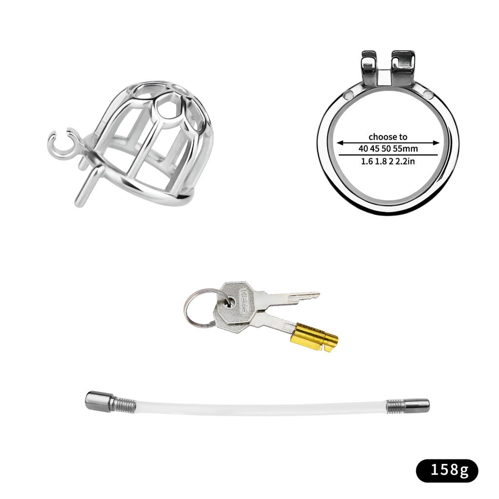 SMMQ BDSM Male Chastity Cag Hollow Penis Restraint Lock Stainless Steel Cock Cage For Sissy Abstinence Chastity Device
