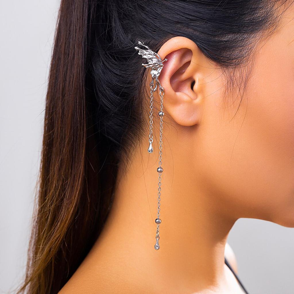 1 Pair Of Super Fairy Fairy Butterfly Tassel Earclip Female, With A Sense Of Niche Design Angel Wing Earbone Clip Without Ear Holes