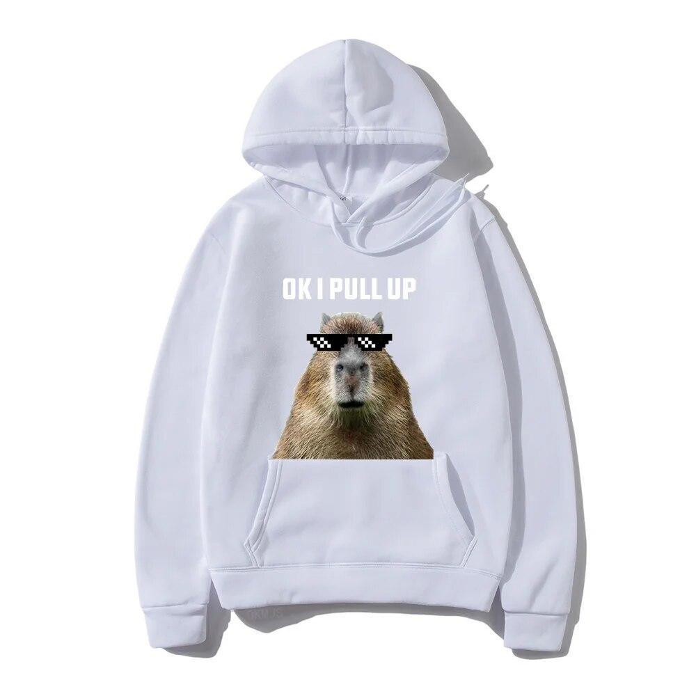 Забавная толстовка с принтом капибары, унисекс, повседневные толстовки с капюшоном большого размера, готические пуловеры, хит продаж, одежда унисекс