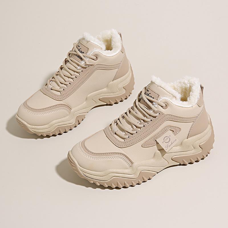 Женские теплые зимние ботинки с защитой от холода, утепленные, на толстой подошве, с увеличением роста, нескользящие, износостойкие, для активного отдыха, тренировок, бега, хлопковые ботинки