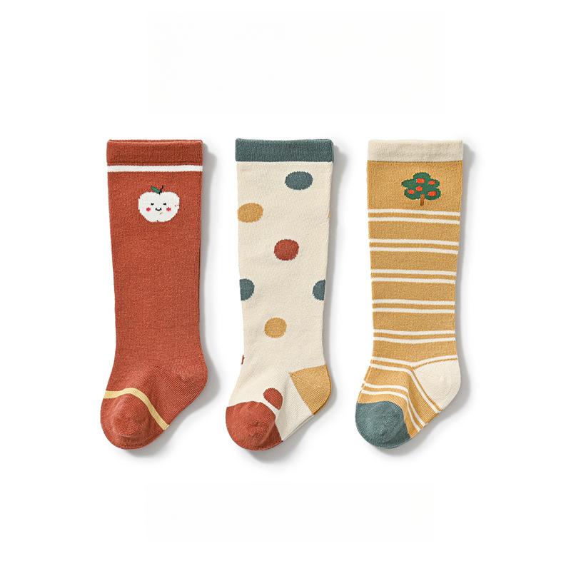 3 пары/лот Детские гольфы до колена Детские для девочек и мальчиков Мягкие хлопковые длинные носки Милые испанские полосатые однотонные детские носки для 0-3 лет