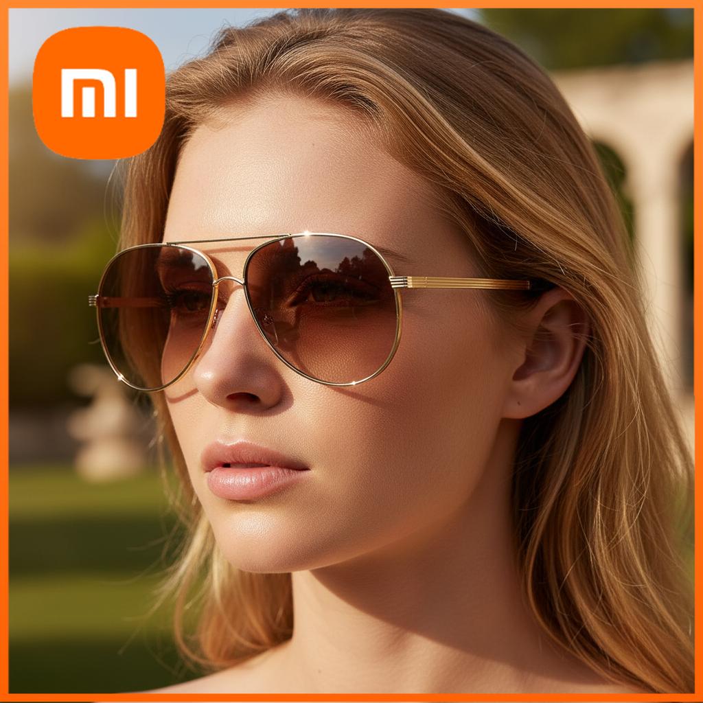 Xiaomi Новый модный тренд Металлические оправы для очков, Цельные солнцезащитные очки, УФ-защитные линзы2524