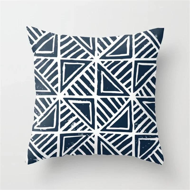 New Deep Blue Nordic Geometry Doublesided Printed pillow cover Short plush Suitable living rooms bedrooms throw cushion cover
