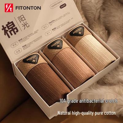 Мужские премиальные хлопковые антибактериальные боксеры-брифы FitonTon