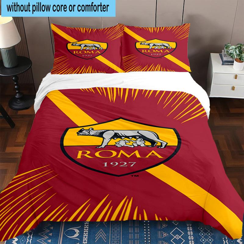 3pcs Rome Wolf Football club Printed Bedding Set Duvet Cover Closure Includes 1 Duvet Cover & 2 Pillowcases Bedding Sets Home Decor Gifts