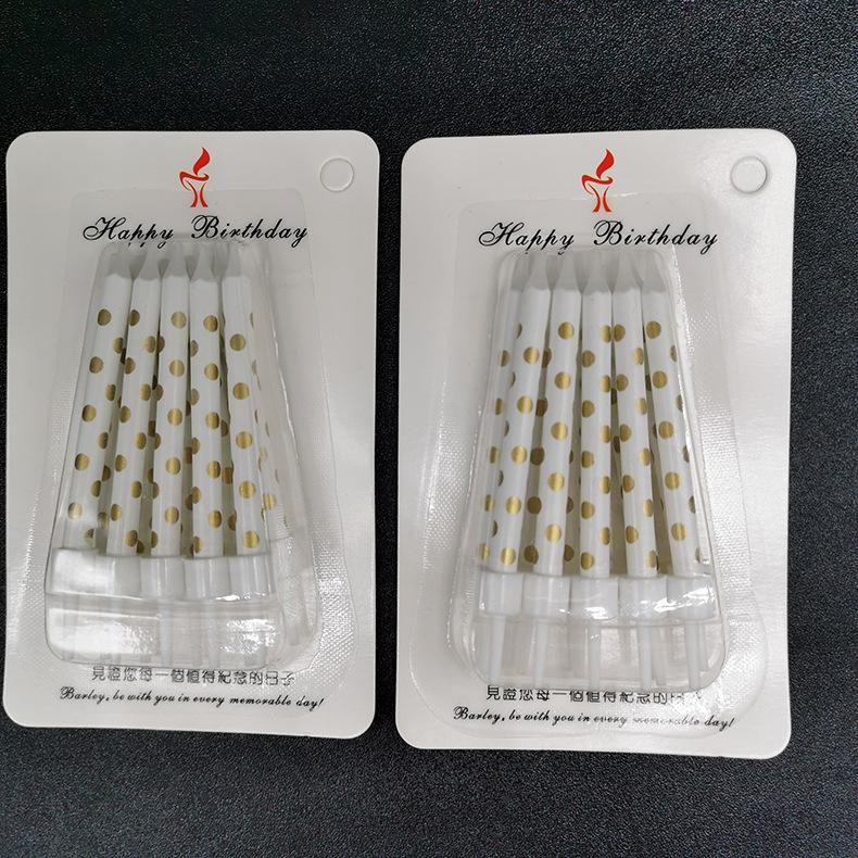 Children's Birthday Party Candles Romantic Golden Silver Polka Dots Candles Creative Cartoon Printing Polka Dots Birthday Candles