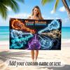 Music Guitar Theme Beach Towel Personalized Custom Name & Text Soft Quick Dry Beach Towel for Swimming Travel