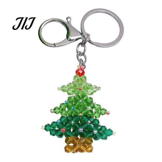 Decorative Handbag Charms Handmade Christmas Beaded Keychain, Xmas Tree Wreath Gift Box Bell Key Ring Santa Keyring, Backpack Hanging Decor for Party