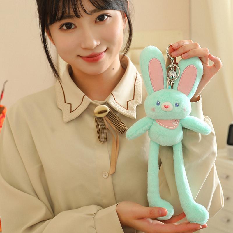 Мягкая игрушка кролик, плюшевый брелок из меха кролика, мягкие милые аксессуары, брелок для ключей, подарок для женщин, девочек, детей, украшение для автомобиля