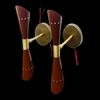1950's Mid Century Brass Italian Diabolo Brown Wall Sconce Light Fixture 2 Bulb Pair Wall Fixture Lamp