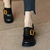 Maogu 2024 New Thick-soled College Style Casual Loafers Black Leather Fashion Pumps Girls Heels Shoes Female Women British Style