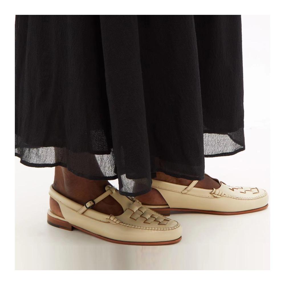 Модная винтажная элегантная женская обувь 2025 лето новая плетеная темпераментная обувь сандалии женские римские одинарные туфли рыбацкая женская обувь