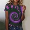 Летний круглый вырез 3D красочный вращающийся графический принт топ модные повседневные короткие рукава женские футболки