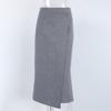 Gray Wool Blend Midi Skirt Women 2026 Fall French Style Wrap