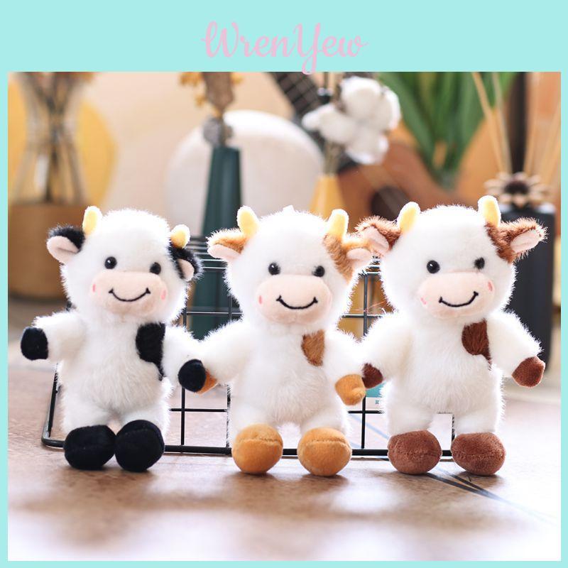 Adorable Miniature Cow Plush Toy With Short Pile Fabric For Bag Decor And Gifts