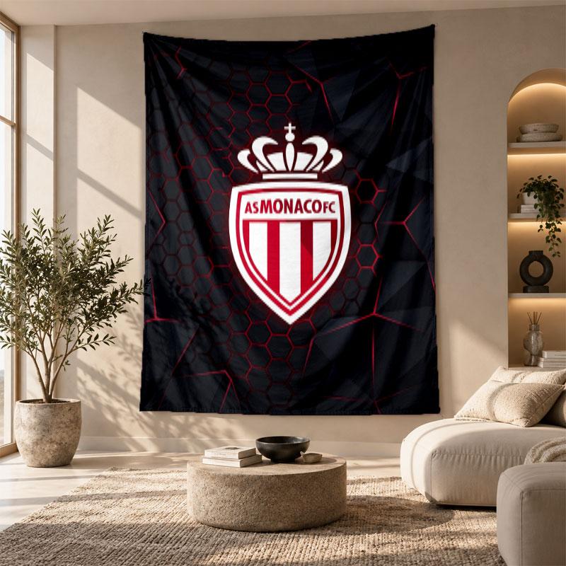 Decorative Tapestry,Monaco FC Printed Wall Art, Lightweight Wall Hanging For Bedroom Background