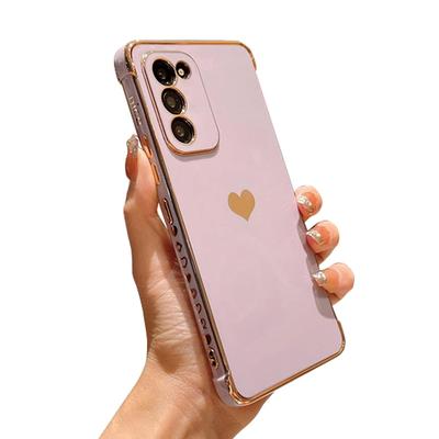 Чехол с гальваническим покрытием и сердечком для Samsung Galaxy S25 S24 S23 Ultra Plus FE A16 A26 A36 A56 A15 A25 A35 A55 A14 A24 A34 A54
