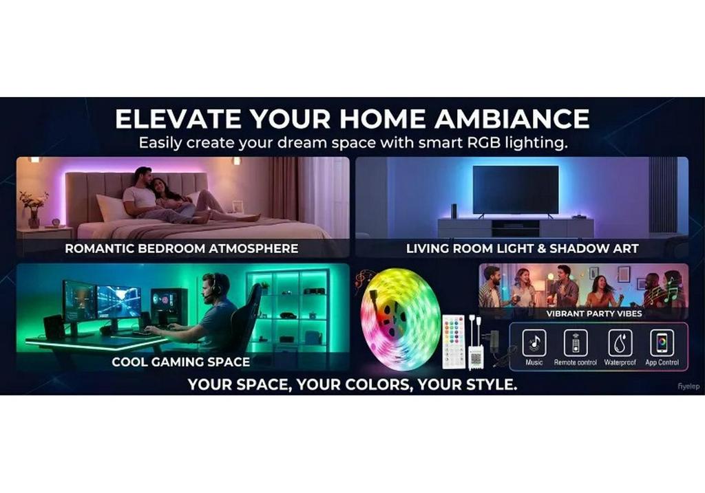 Набор светодиодной ленты 12 В RGB Bluetooth 5050, пульт с 44 кнопками и приложение с синхронизацией по музыке, семицветное атмосферное освещение для спальни